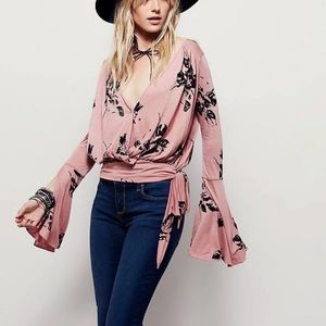 Free People Boho Rose Bell Sleeve Blouse